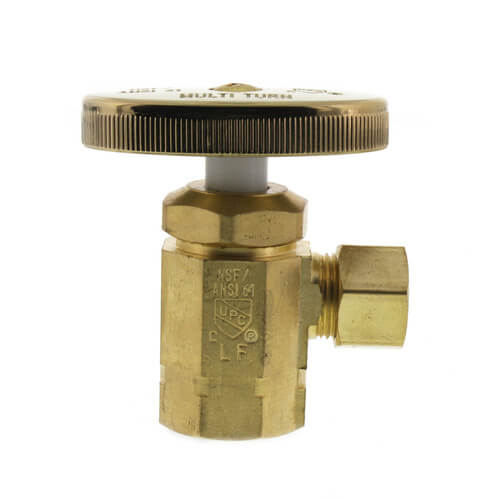 1/2" FIP Inlet x 3/8" OD Compression Angle Stop, Lead Free (Rough Brass)