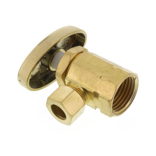 1/2" FIP Inlet x 3/8" OD Compression Angle Stop, Lead Free (Rough Brass)