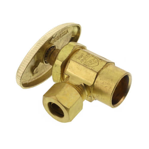 1/2" Sweat Inlet x 3/8" OD Compression Angle Stop, Lead Free (Rough Brass)