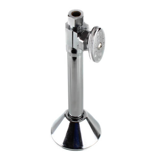 1/2" Sweat x 3/8" OD Comp. Multi Turn Straight Stop Valve w/ 5" Ext. & Escutcheon, Lead Free (Chrome)