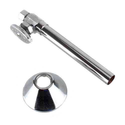 1/2" Sweat x 3/8" OD Comp. Multi Turn Straight Stop Valve w/ 5" Ext. & Escutcheon, Lead Free (Chrome)