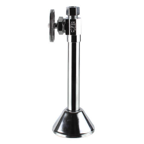 1/2" Sweat x 3/8" OD Comp. Multi Turn Straight Stop Valve w/ 5" Ext. & Escutcheon, Lead Free (Chrome)