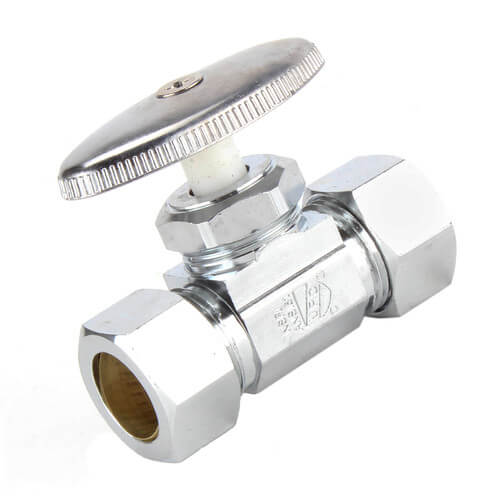 1/2" Nom Compression (5/8" OD) x 5/8" OD Compression Straight Stop, Lead Free (Chrome)