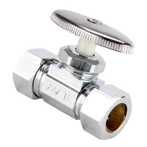 1/2" Nom Compression (5/8" OD) x 5/8" OD Compression Straight Stop, Lead Free (Chrome)
