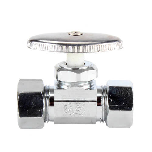 1/2" Nom Compression (5/8" OD) x 5/8" OD Compression Straight Stop, Lead Free (Chrome)