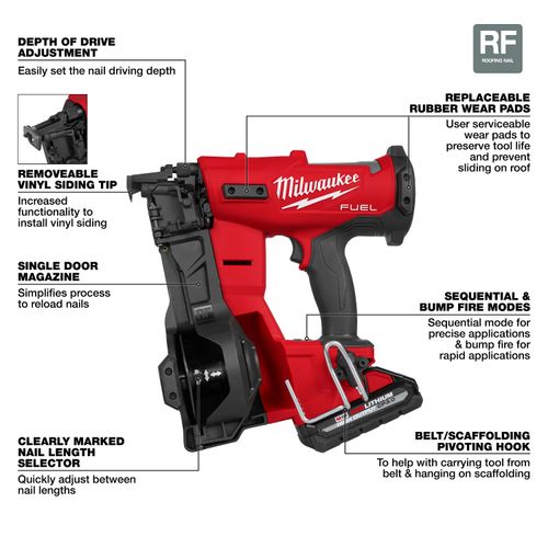 M18 FUEL Coil Roofing Nailer Kit 4 M18 FUEL Coil Roofing Nailer Kit
