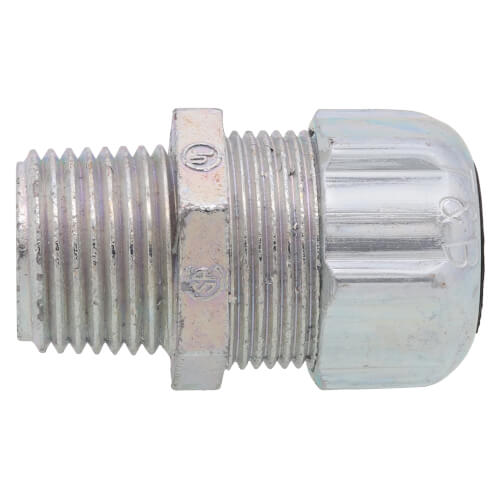 1/2" MNPT Steel Ranger Liquid Tight Cord Straight Connector, .125" to .375" Cord Dia. Range