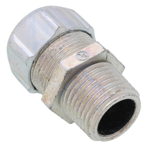 1/2" MNPT Steel Ranger Liquid Tight Cord Straight Connector, .125" to .375" Cord Dia. Range