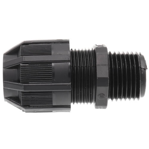 1/2" MNPT Black Plastic Ranger Liquid Tight Cord Straight Connector, .125" to .375" Cord Dia. Range