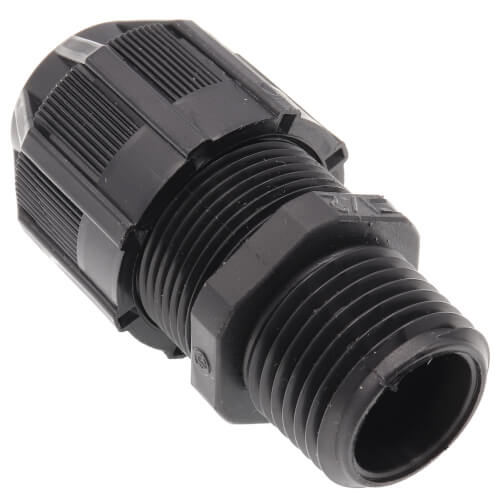 1/2" MNPT Black Plastic Ranger Liquid Tight Cord Straight Connector, .125" to .375" Cord Dia. Range