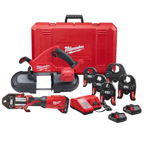 M18 Tool Package w/ M18 Force Logic Copper Press Tool Kit inc. 1/2" to 2" Jaws & ONE-KEY & M18 FUEL Compact Band Saw