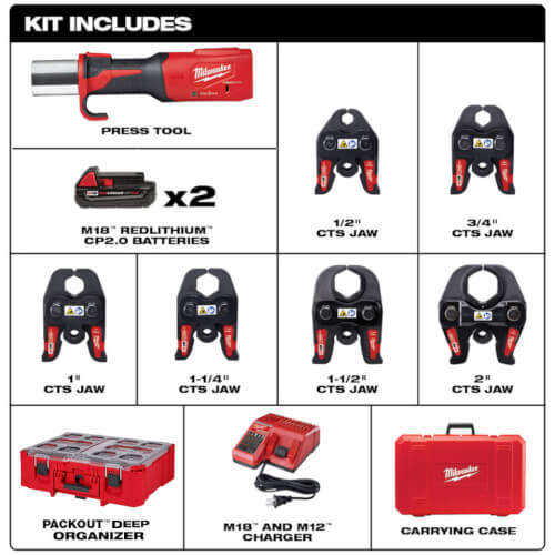 M18 Tool Package w/ M18 Force Logic Copper Press Tool Kit inc. 1/2" to 2" Jaws & ONE-KEY & PACKOUT Deep Organizer 2 M18 Tool Package w/ M18 Force Logic Copper Press Tool Kit inc. 1/2" to 2" Jaws & ONE-KEY & PACKOUT Deep Organizer