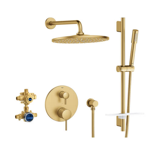 Timeless 2-Handle Pressure Balance Rain Shower Set, 1.75Gpm (Brushed Cool Sunrise)