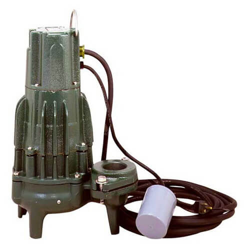 Model WD295 High Head Waste-Mate Automatic Cast Iron Sewage Pump w/ Wired Float Switch - 230 V, 2 HP (Single Seal)