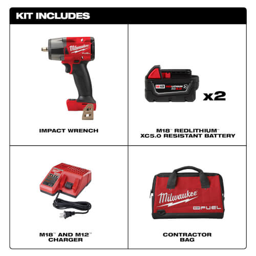 M18 Fuel 3/8" Mid-Torque Impact Wrench w/ Friction Ring Kit 4 M18 Fuel 3/8" Mid-Torque Impact Wrench w/ Friction Ring Kit