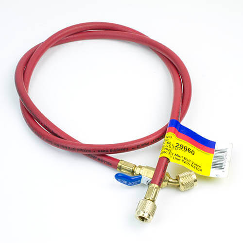 PLUS II 1/4" Red Charging Hose w/ Compact Ball Valve (60" Length)