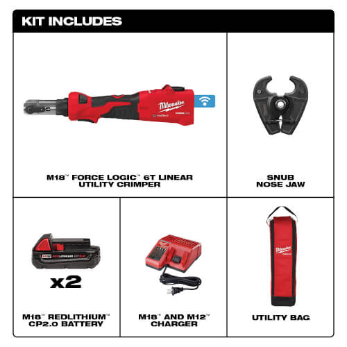 M18 FORCE LOGIC 6T Linear Utility Crimper Kit w/ Snub Nose Jaw