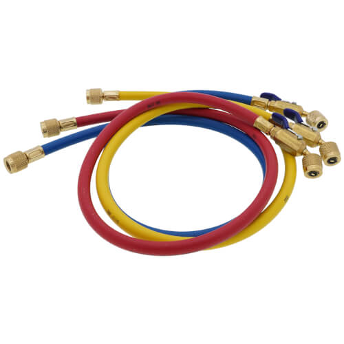 PLUS II 3-Pack 1/4" Charging Hoses w/ Compact Ball Valve (36" Length)