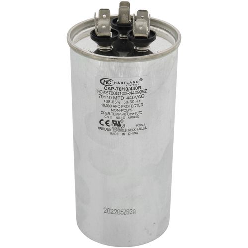 70/10 MFD Round Dual Capacitor (440v), 29W09