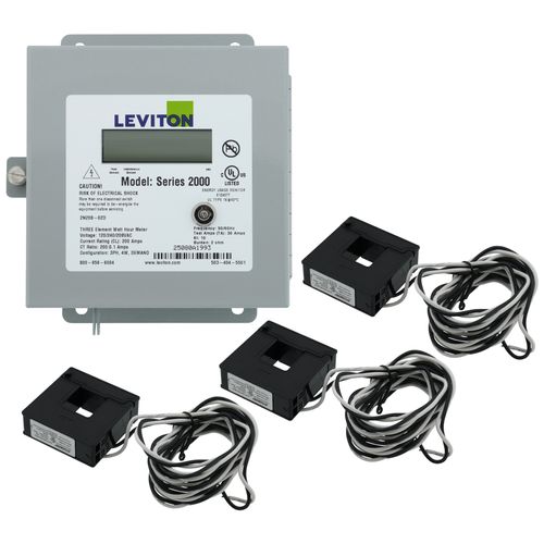 Submeter, Indoor, 208v, 3 Phase 4 Wire, Max 200a, 3 Split Core Current Transformers, Demand Meter, Electric Meter Kit