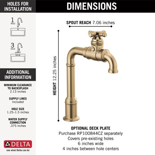 Broderick True Bar Kitchen Faucet (Champagne Bronze), 1990LFC-CZ