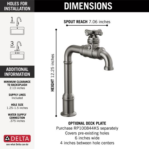 Broderick True Bar Kitchen Faucet, 1.5 GPM (Black Stainless), 1990LFC-KS