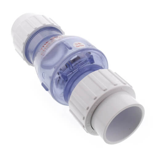 1-1/2" PVC "Quiet Check" Solvent Weld w/ Union Check Valve (Clear Valve Body)