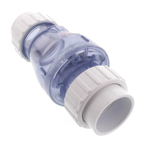 2" PVC "Quiet Check" Solvent Weld w/ Union Check Valve (Clear Valve Body)