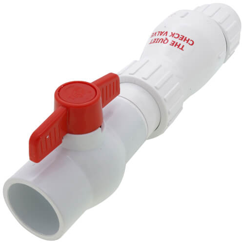 1-1/2" PVC "Quiet Check" Solvent Weld w/ Quarter Turn Ball Valve (White Valve Body)