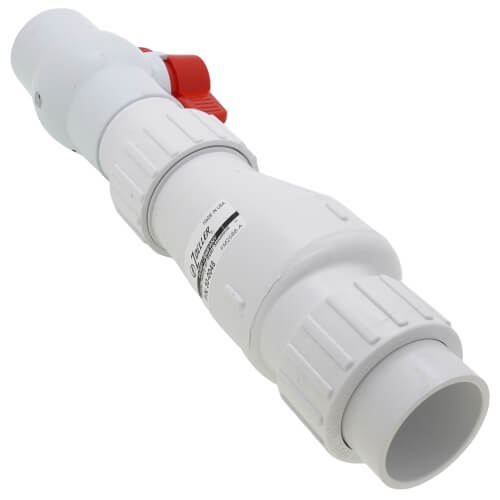 1-1/2" PVC "Quiet Check" Solvent Weld w/ Quarter Turn Ball Valve (White Valve Body)