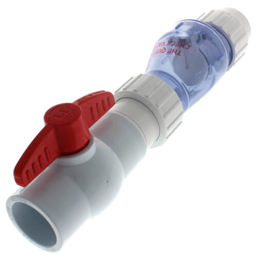 1-1/2" PVC "Quiet Check" Solvent Weld w/ Quarter Turn Ball Valve (Clear Valve Body)