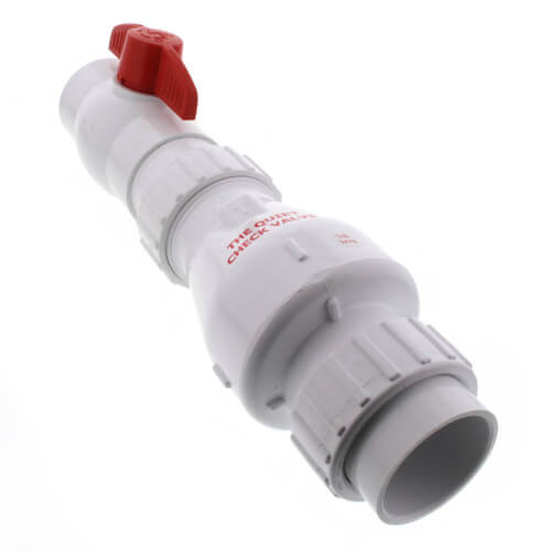 2" PVC "Quiet Check" Solvent Weld w/ Quarter Turn Ball Valve (White Valve Body)