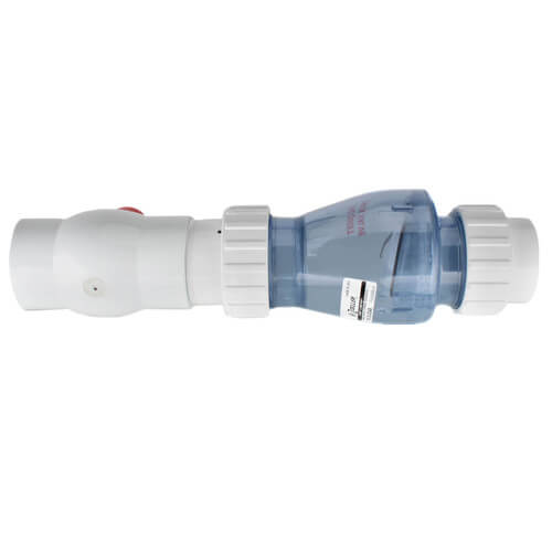 2" PVC "Quiet Check" Solvent Weld w/ Quarter Turn Ball Valve (White Clear Body)