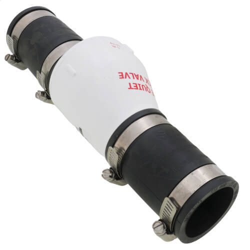 1-1/2" PVC "Quiet Check" Solvent Weld w/ Hose Clamp (White Valve Body)