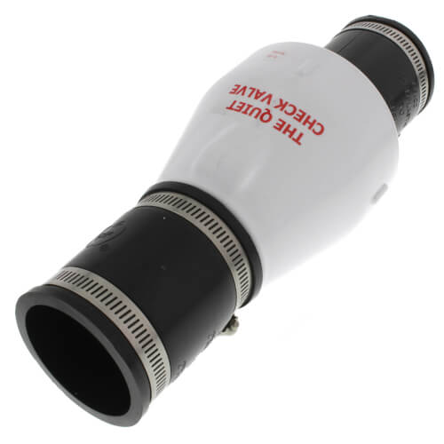2" PVC "Quiet Check" Solvent Weld w/ Hose Clamp (White Valve Body)