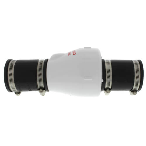 2" PVC "Quiet Check" Solvent Weld w/ Hose Clamp (White Valve Body)