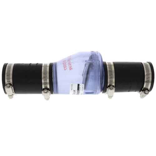 2" PVC "Quiet Check" Solvent Weld w/ Hose Clamp (Clear Valve Body)