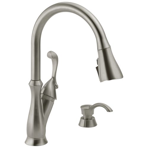 Arabella 1-Handle Pull-Down Kitchen Faucet with Soap Dispenser and ShieldSpray (Stainless), 19950Z-SSSD-DST
