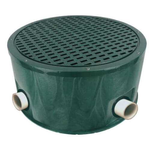 24" Round Catch Basin w/ Grate & 4 Grommets (Green)