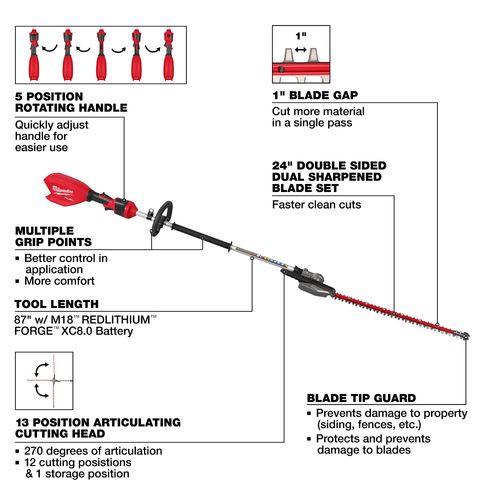 M18 FUEL Pole Articulating Hedge Trimmer
