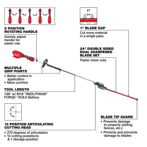 M18 FUEL Extended Pole Articulating Hedge Trimmer