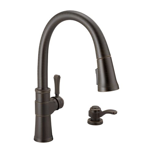 Spargo 1 Handle Pull-down Kitchen Faucet w/ Soap Dispenser & Shieldspray (Venetian Bronze), 19964Z-RBSD-DST