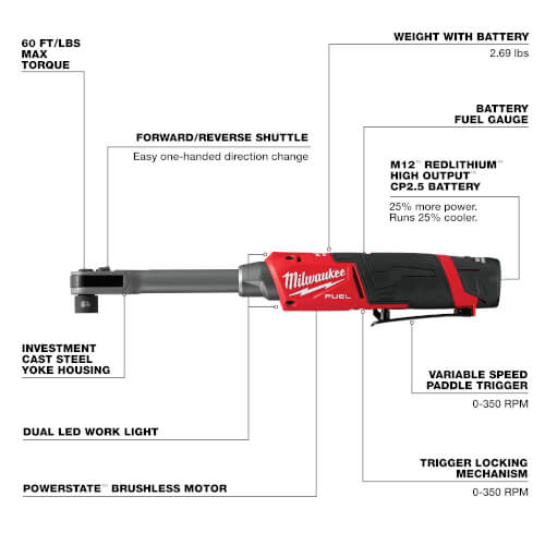 M12 FUEL INSIDER Extended Reach Box Ratchet Kit w/ Battery and Charger 13 M12 FUEL INSIDER Extended Reach Box Ratchet Kit w/ Battery and Charger