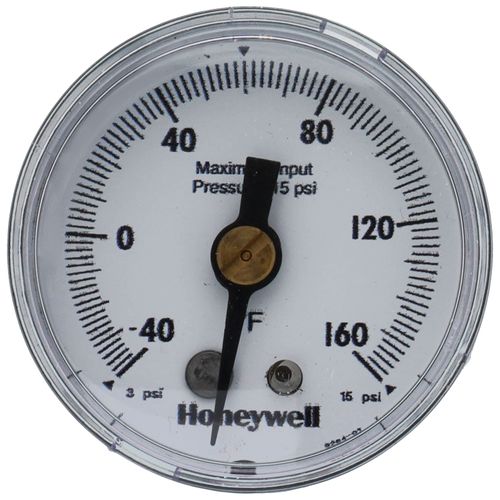 1-1/2" Center Back Stem Mounted Pneumatic Receiver Gauge -40/+160F