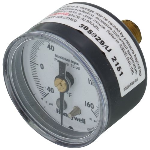 1-1/2" Center Back Stem Mounted Pneumatic Receiver Gauge -40/+160F