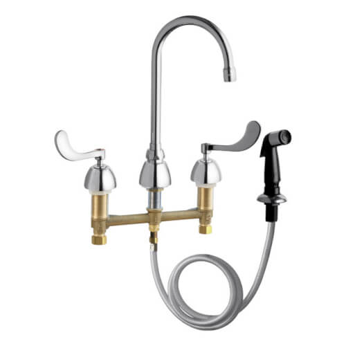 1.5 GPM 5-1/4" Deck-Mounted Manual Faucet with Rigid/Swing Gooseneck Spout & Side Spray
