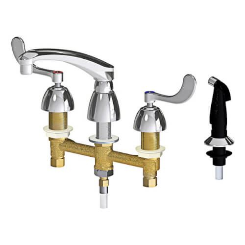 1.5 GPM 8" Deck-Mounted Manual Faucet w/ L-Type Swing Spout & Side Spray