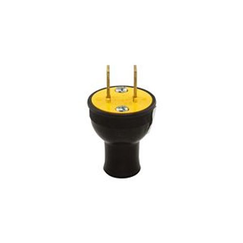 Straight Blade Plug, #14-10 Awg 15A, 125V, Black Rubber, 1-15P, 2-Pole, 2-Wire, Screw, 3123BK-BOX