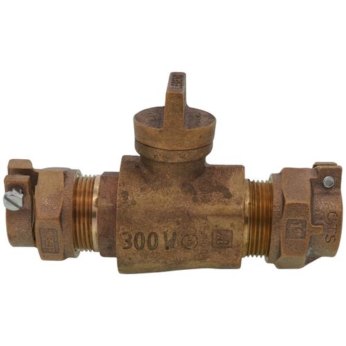 1" Pack Joint (CTS) x Pack Joint (CTS) Curb Stop - T-5300NL (No Lead Bronze)