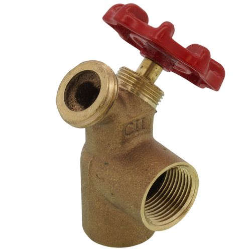 3/4" Combination Tee & Drain Valve w/ Aluminum Wheel - Red Handle (FNPT x Hose x FNPT)